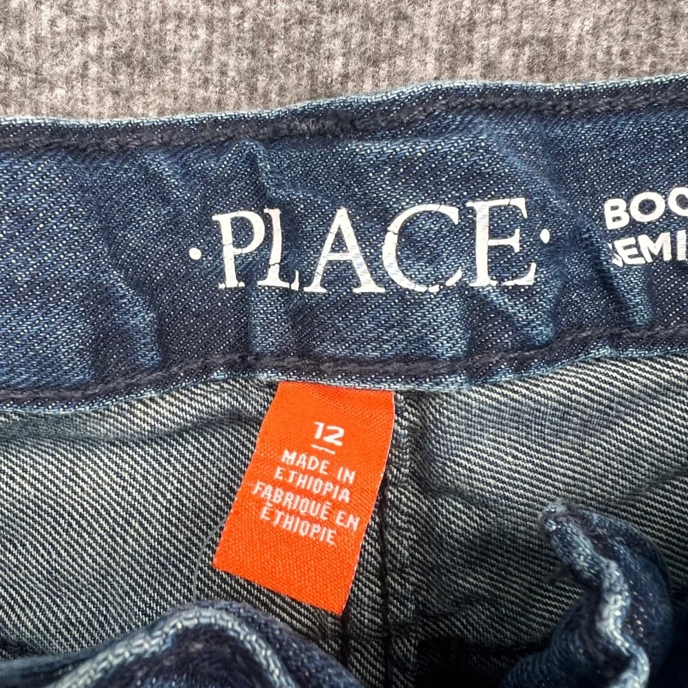 The Childrens Place Boys Blue Bootcut Jeans Medium Wash Size 12 Semi-Evase Denim